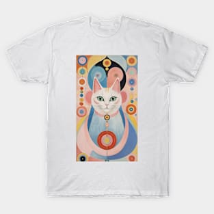 Hilma af Klint's Chromatic Cats: Abstract Feline Reverie T-Shirt